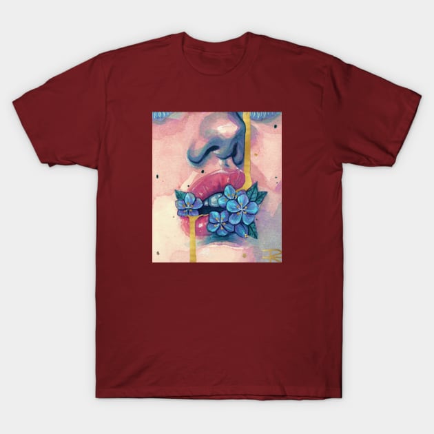 Flowers in mouth T-Shirt by roselinestephania